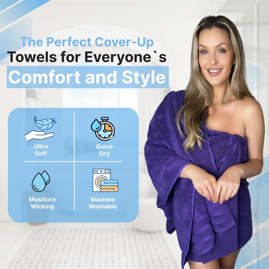 Premium Purple Bath Towels - 700 GSM 100% Cotton 27x54 Inches Pack of 2 Bathroom Towels - Ultra Soft and Highly Absorbent Hotel and Spa Quality Bath Towels for Bathroom by Infinitee?Xclusvies