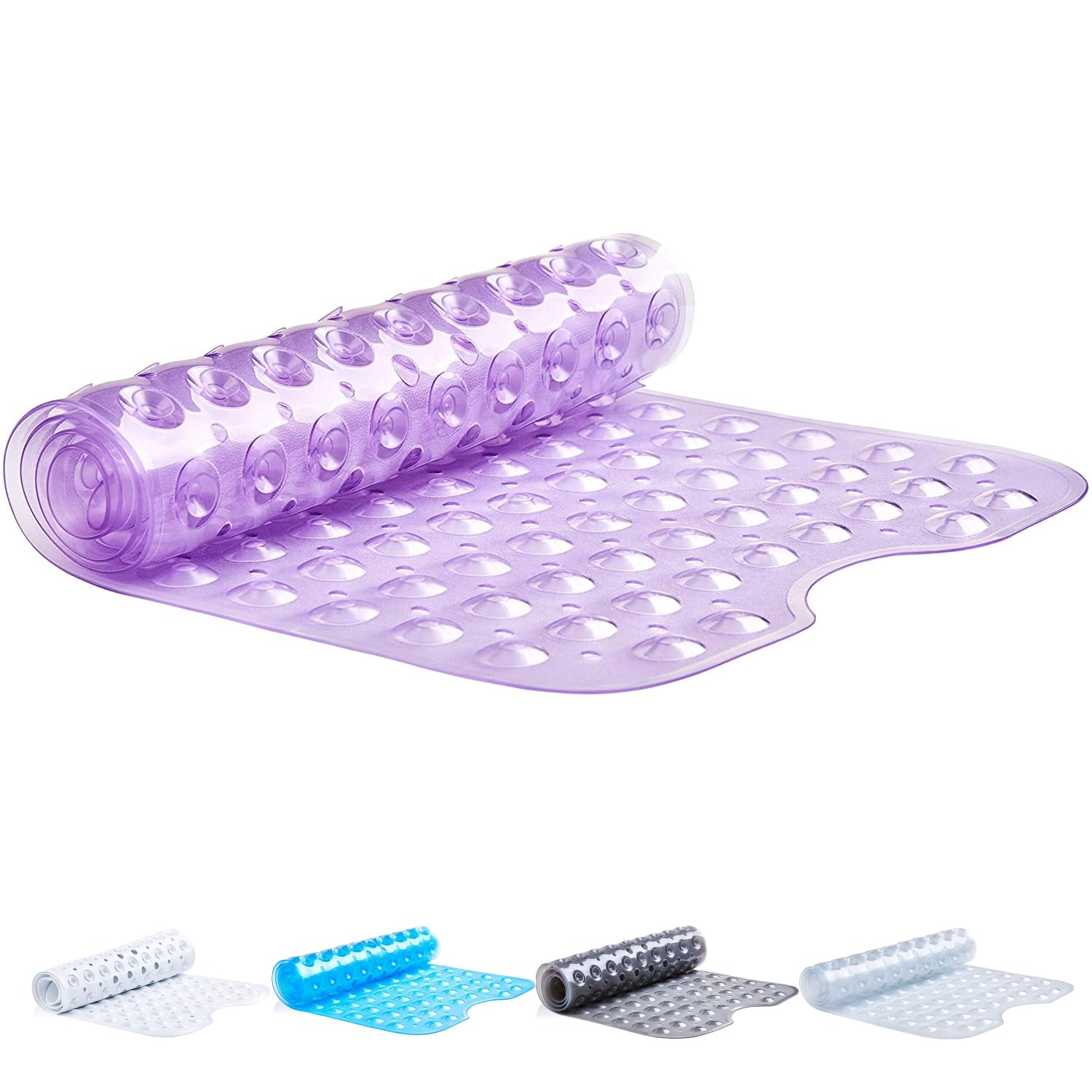 TranquilBeauty Non-Slip Bath Mat with Suction Cups | Purple 100x40cm/40x16in Extra Long Bathtub Mats | Machine-Washable  Latex-Free | Shower Mat Ideal for Elderly & Children