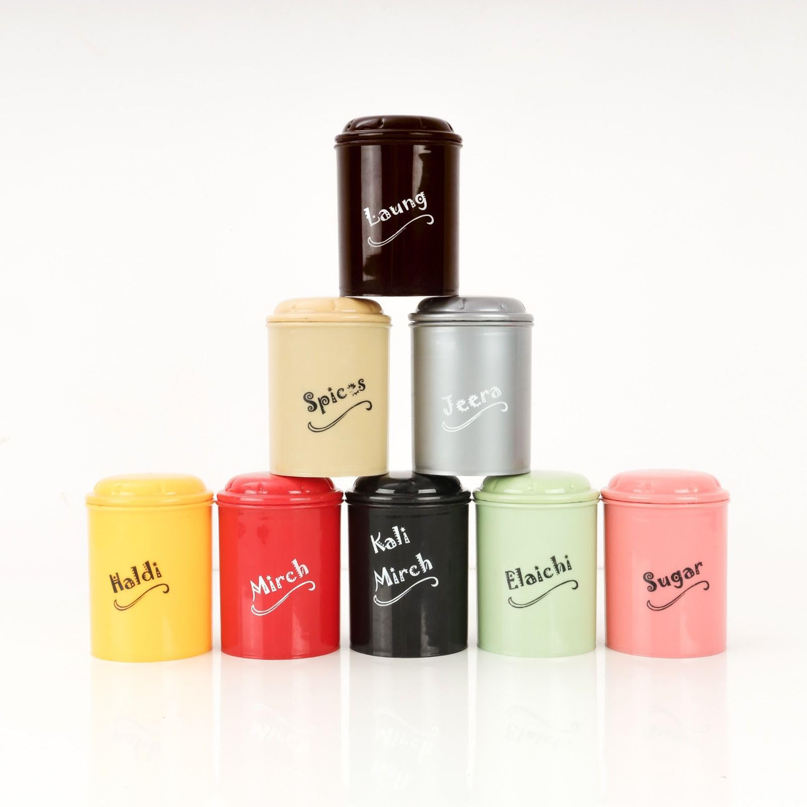 Clazkit Plastic Spice Jar Set Of 8 (Each- 300Ml) | Bpa-Free Spice Container | Kitchen Organizer Multi-Colored Canisters For Masa
