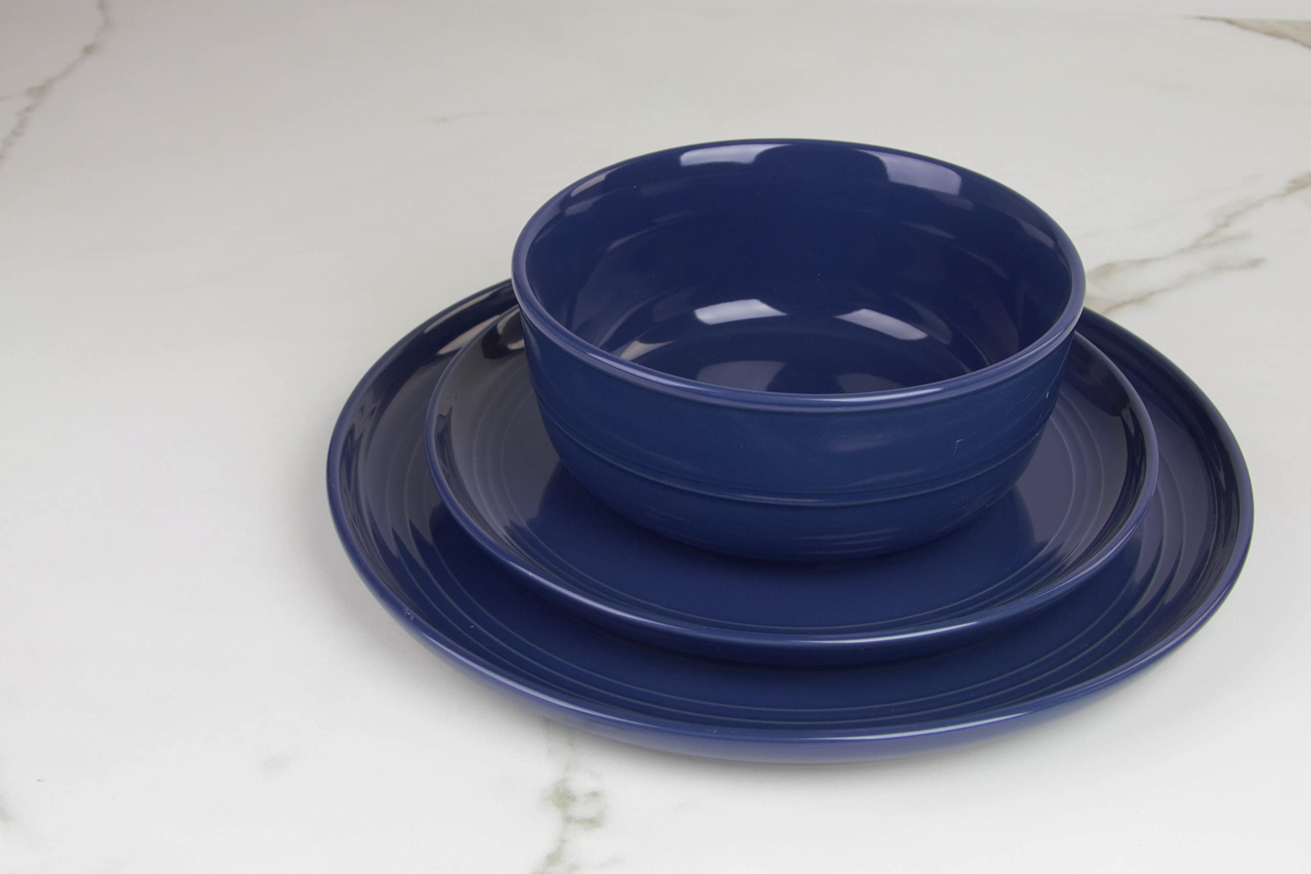 10 Strawberry Street Double Line 16 Piece Dinnerware Set, Cobalt