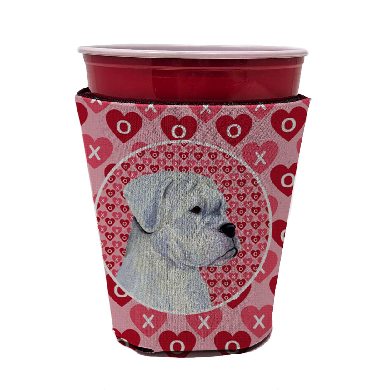 Caroline'S Treasures Ss4509Rsc Boxer Hearts Love And Valentine'S Day Red Cup Hugger Cup Cooler Sleeve Hugger Machine Washable Dr