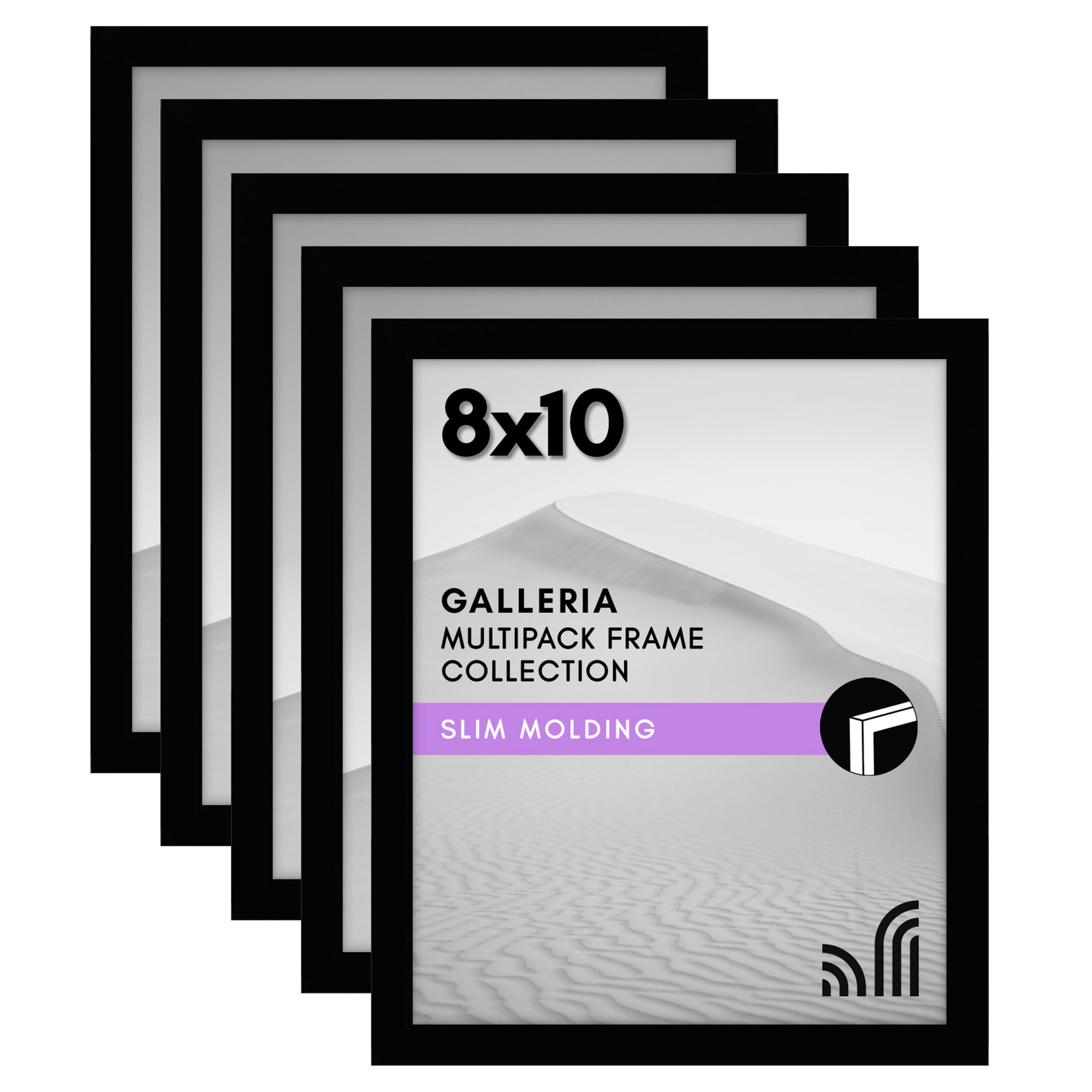 Americanflat 8x10 Picture Frame with Polished Plexiglass - Set of 5 - Galleria Collection - Picture Frames for Tabletop and Wall