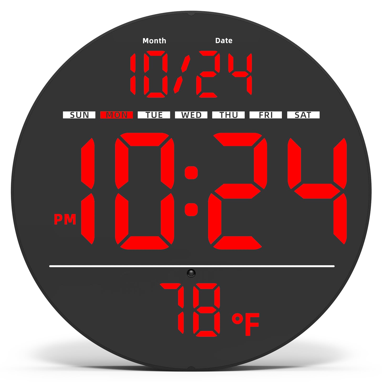Digital Wall Clock with Large LED Display, Auto-Brightness, Temperature, Low-Reflectivity, Small Silent Non-Ticking Modern Elect