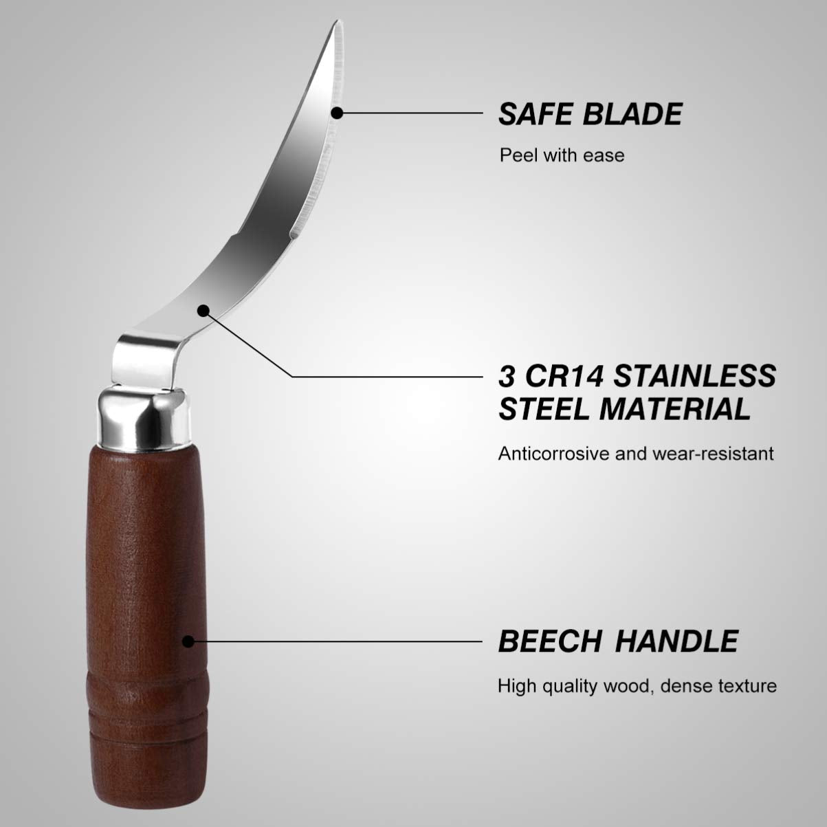 Yarnow 1 Pc Coconut Scraper, Coconut Opener Tool, Stainless Steel Coconut Opener, With Wooden Handle, Coconut Tool