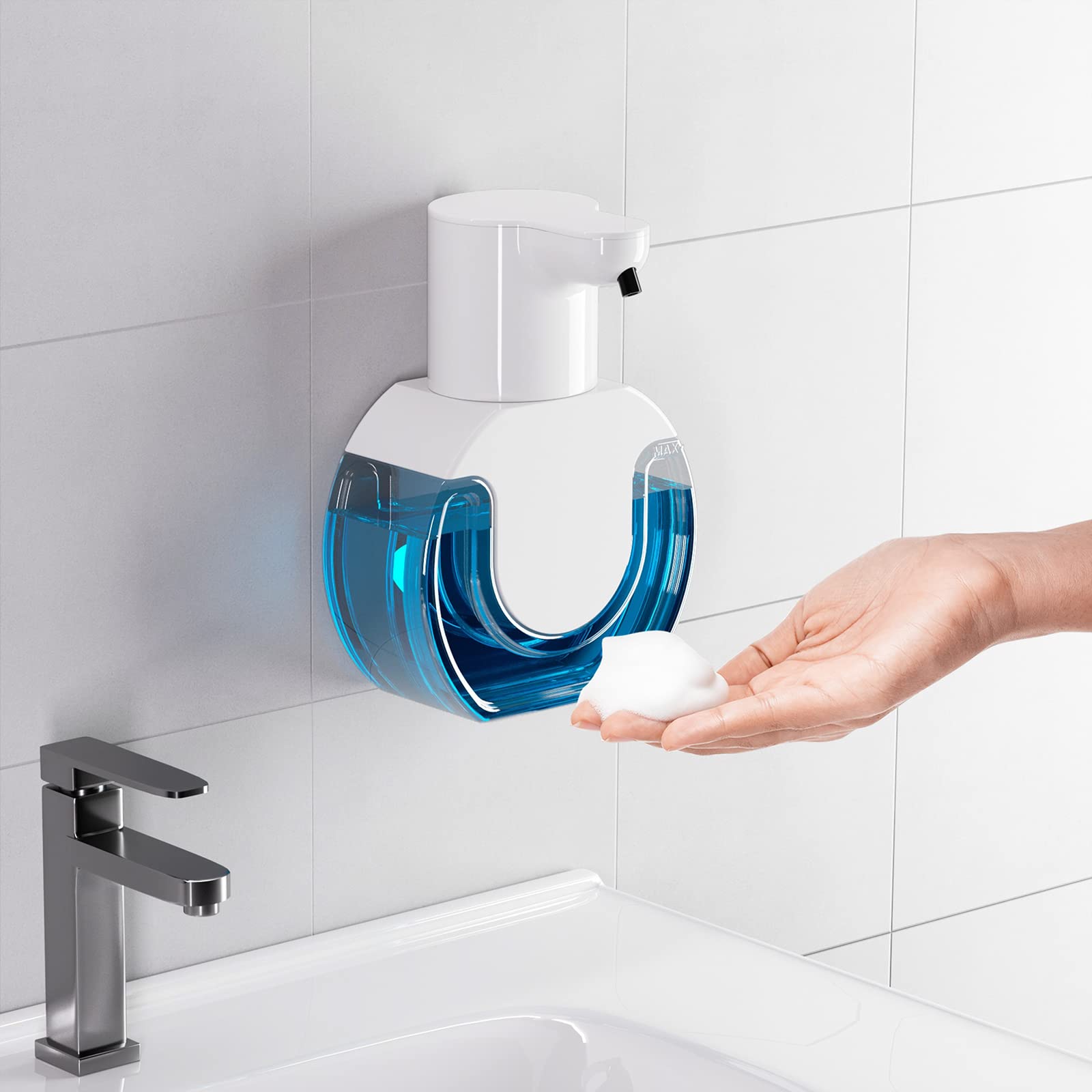 Automatic Foaming Soap Dispenser 15Oz/420Ml Foaming Hand Sanitizer Touchless Wall Mount With 4Levels Adjustable Free Touch Elect