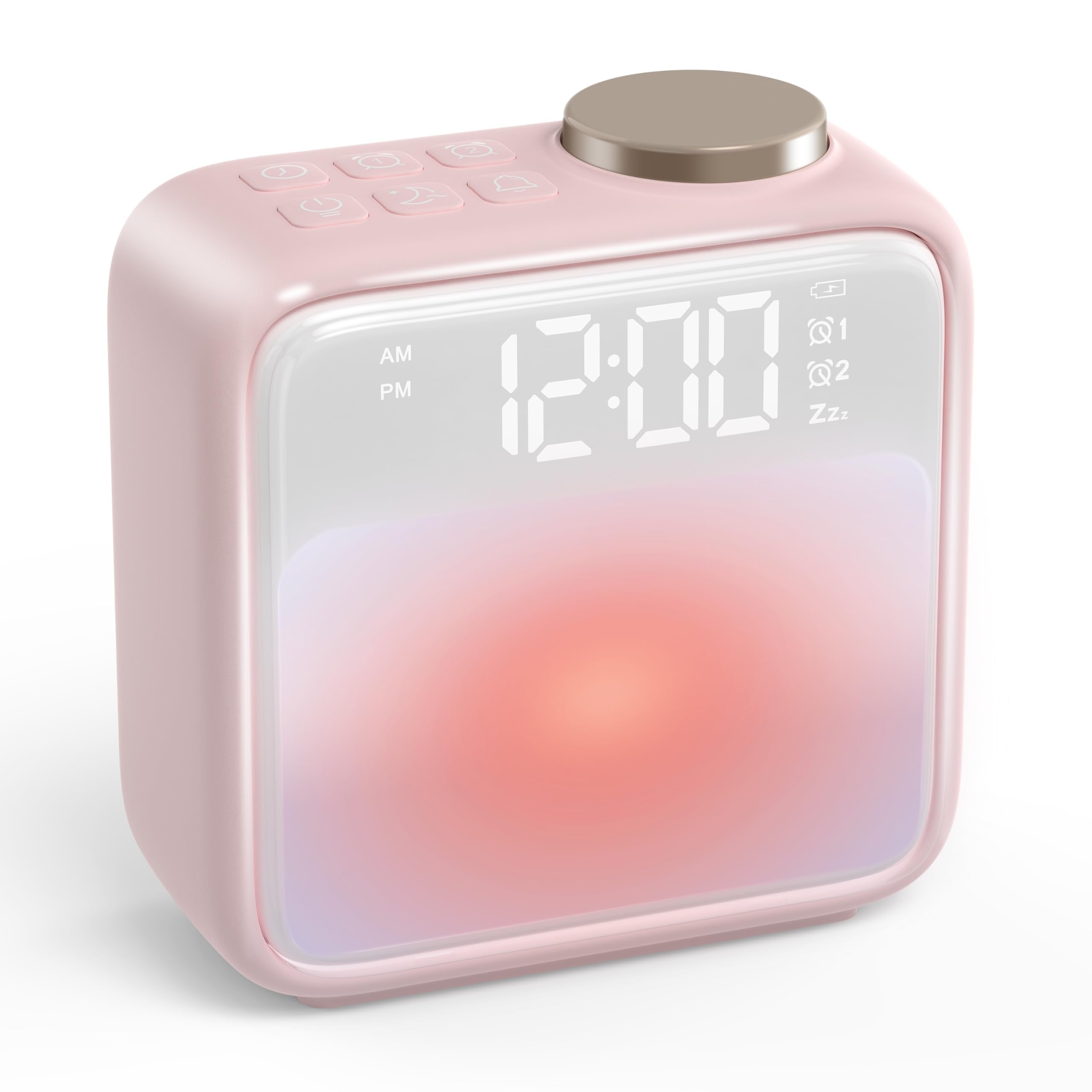 AIRIVO Alarm Clock Night Lights, Rechargeable Alarm Clock for Bedrooms, 6 Scenes & White Noise Sync, Dual Alarms & Snooze, for H