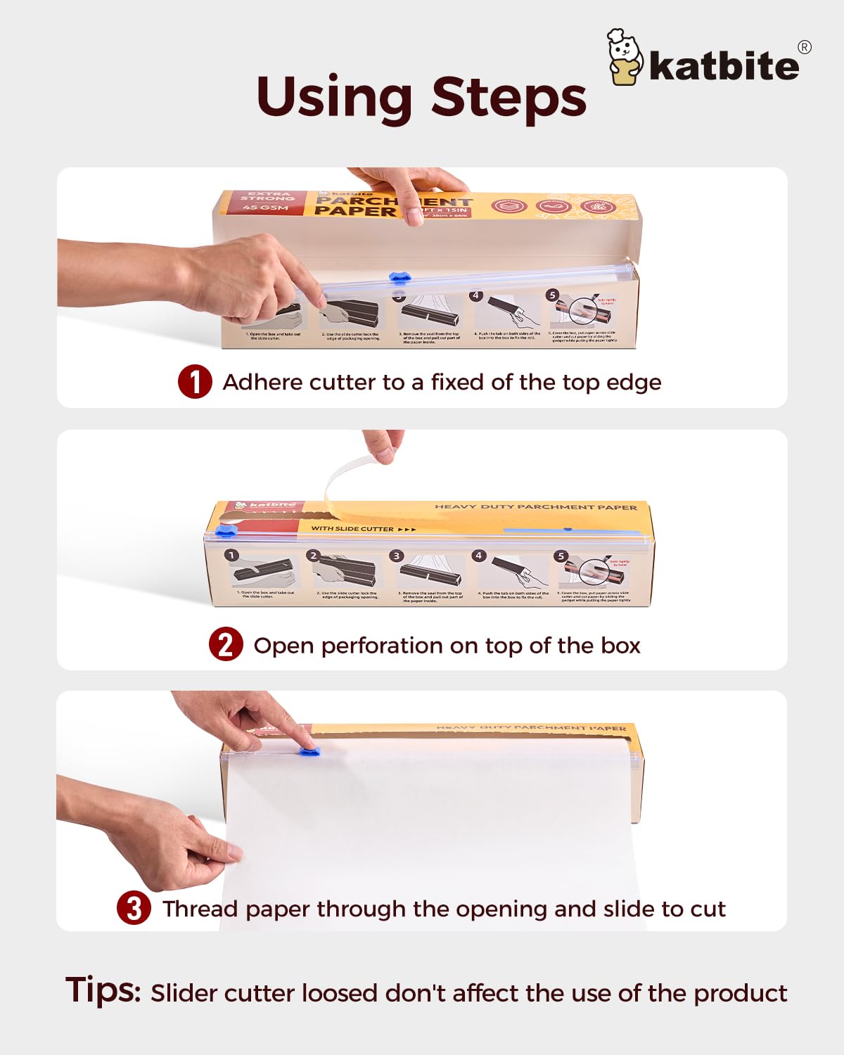 Katbite Parchment Paper Roll For Baking, 2 Pack Of 15 In X 210 Ft, Heavy Duty Cooking Paper For Baking Bread, Cookies, Non-Stick