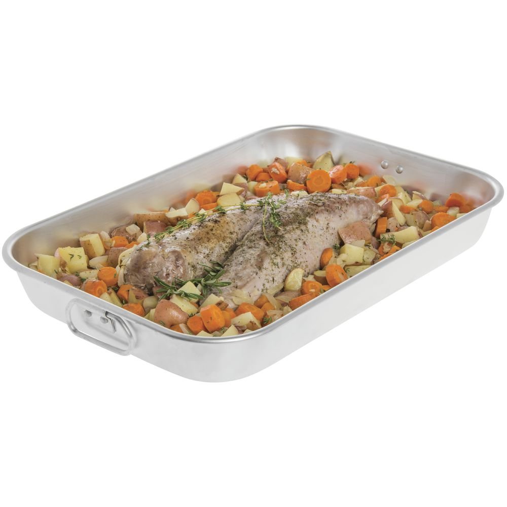 Browne Aluminum Roasting Pan With Handles - 18''L X 12''W X 2''H