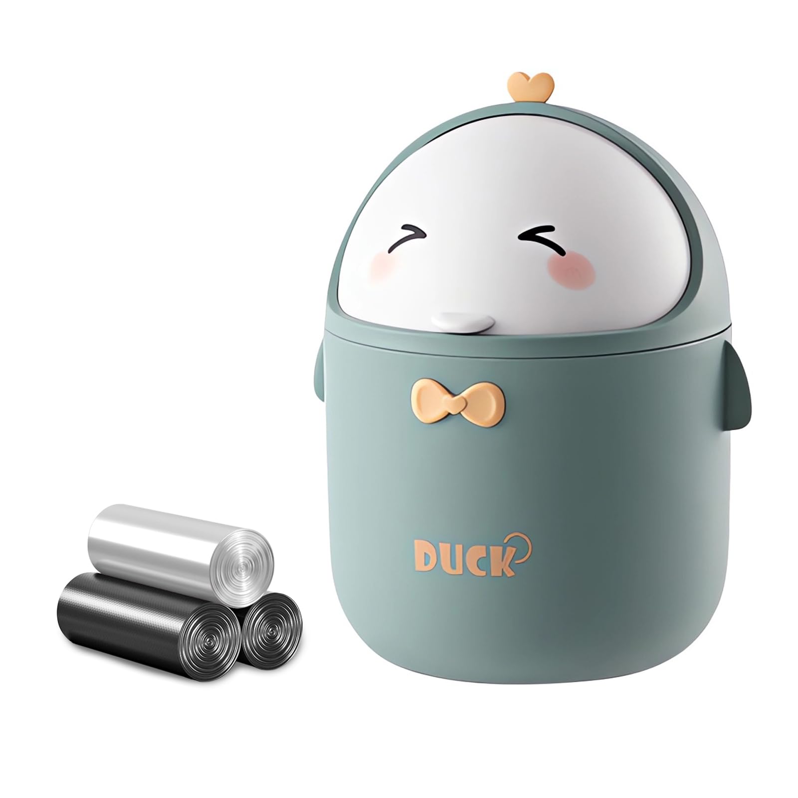 Qlfj-Furdec Cute Desktop Trash Can Wastebasket With 90 Trash Bags, Creative Mini Countertop Garbage Can With Lid, Small Plastic