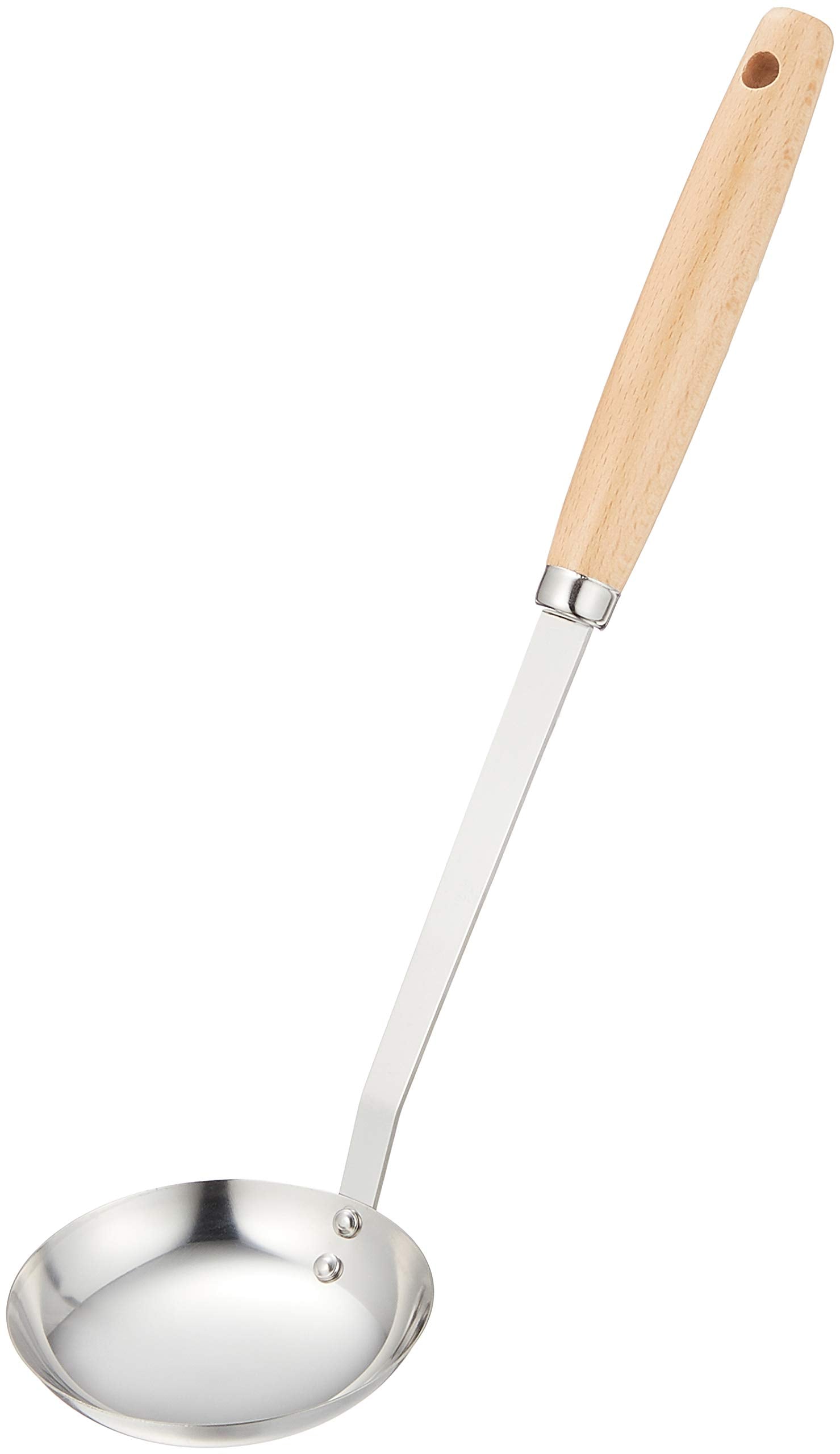Endoshoji BOL6403 Professional Olive Ladle, Small, Stainless Steel, Natural Wood, Made in Japan