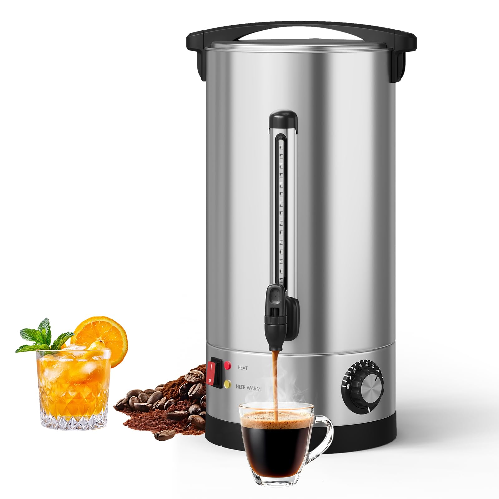 16L/110 Cups commercial Coffee Urn - Fast Brew Double Wall Stainless Steel Hot Beverage Dispenser - Large Capacity Coffee Maker 