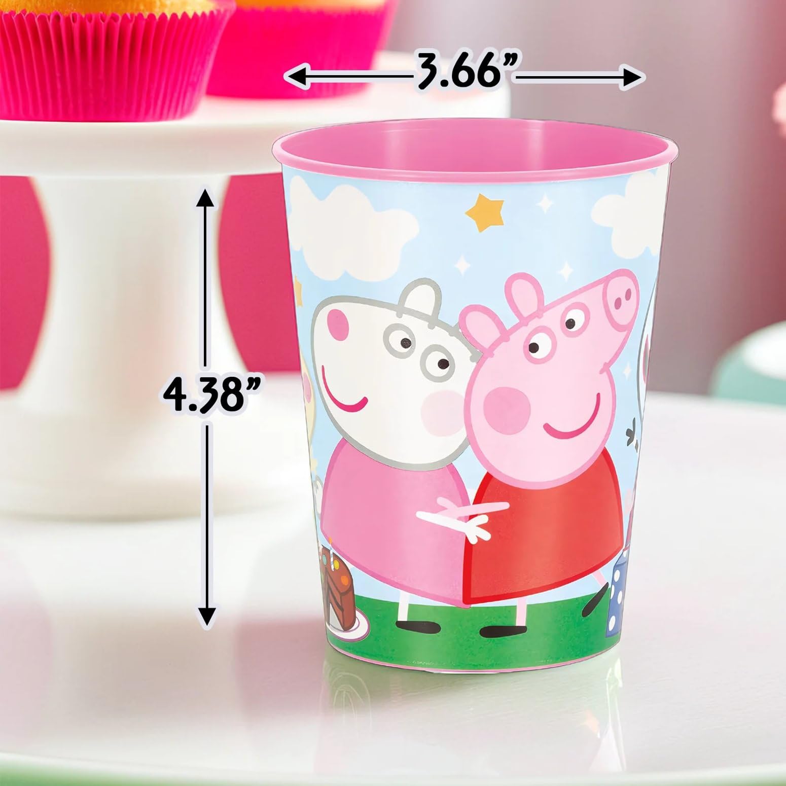 Unique Industries Peppa Pig Reusable Pink Plastic Stadium Cup - 16 Oz (1 Pc) | Perfect Party Decor Accessory For Kids' Celebrati