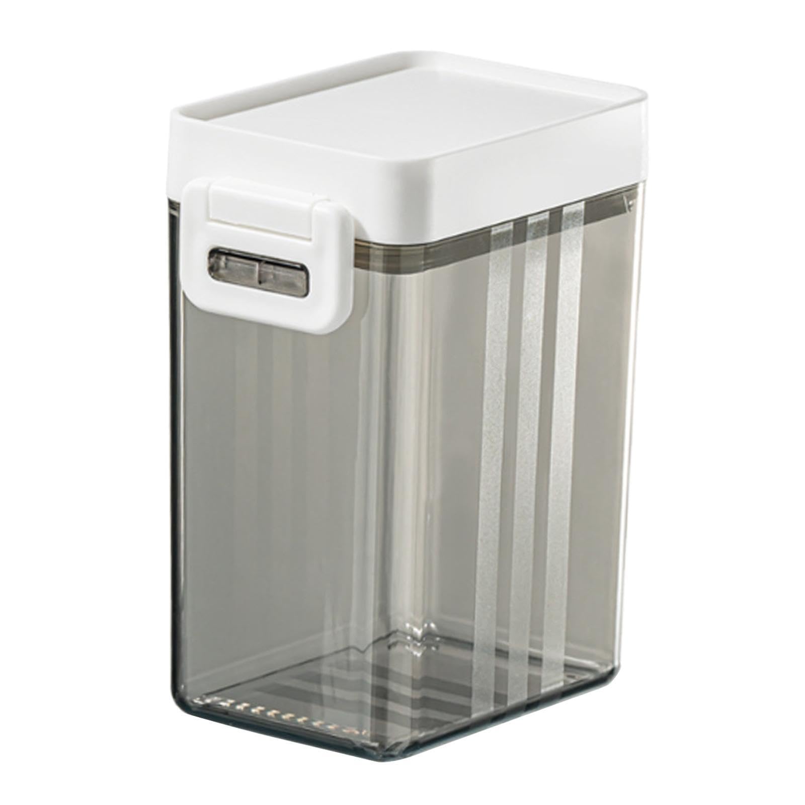 Myaddiction Cereal Container Rectangle Grain Tank Sealed Lid For Cupboard Cabinet Snacks Gray 600Ml