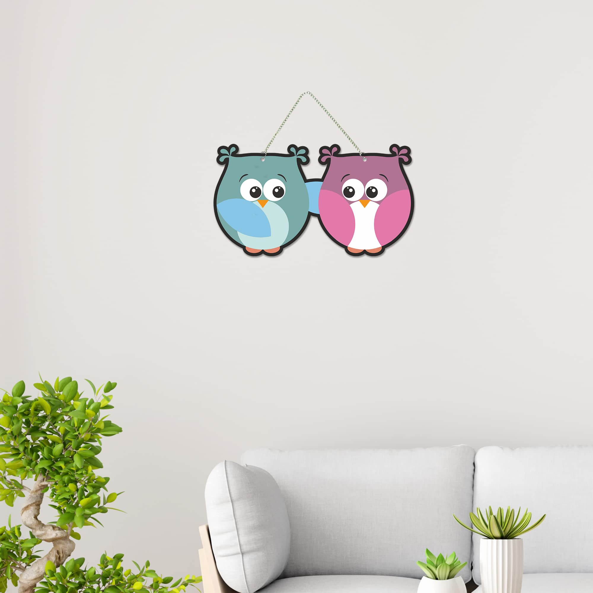 Artvibes Cute Birds Wall Hanger for Home|Wall Decoration (WH_5504N) multicolor