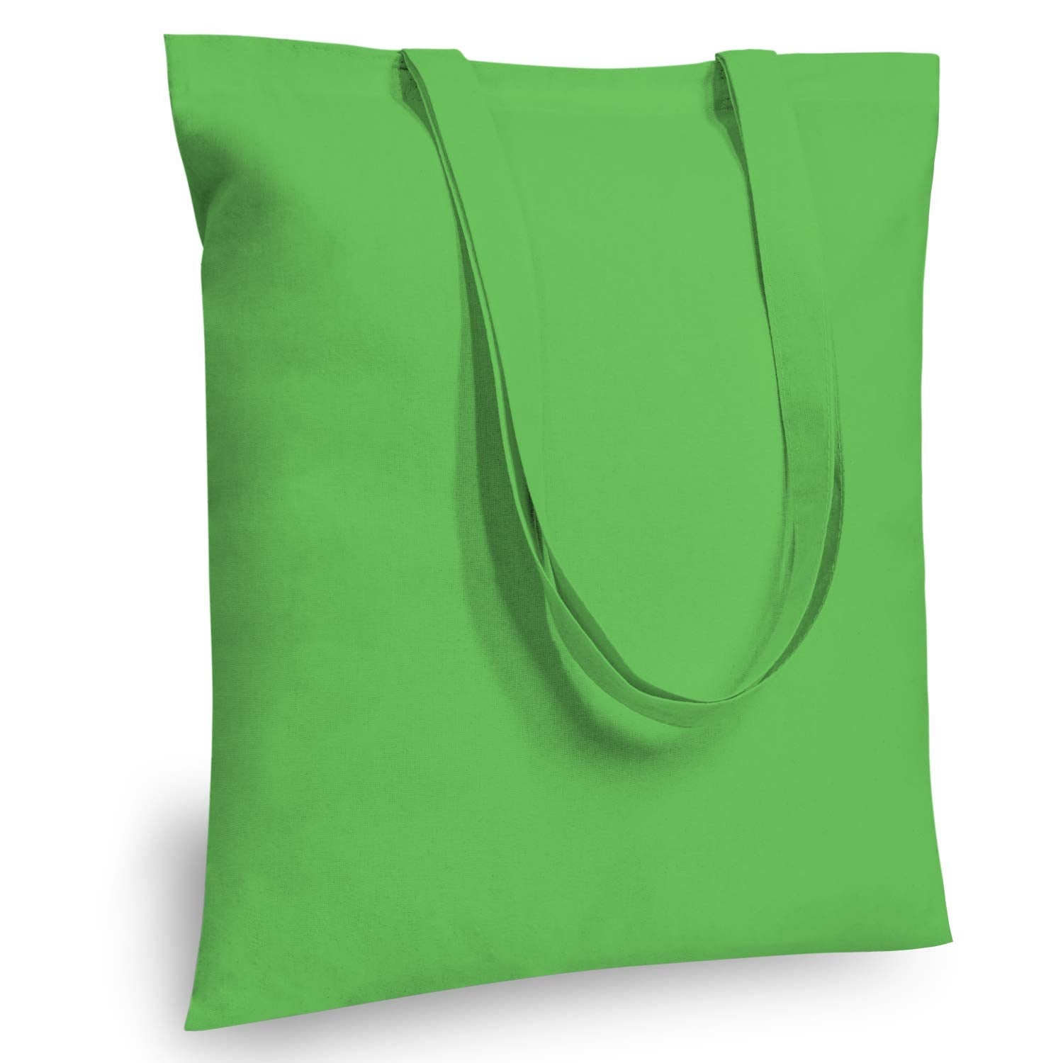 Topdesign 6-Pack Economical 16''X15'' Lime Green Cotton Tote Bag, Lightweight Medium Reusable Grocery Shopping Cloth Bags, Suita