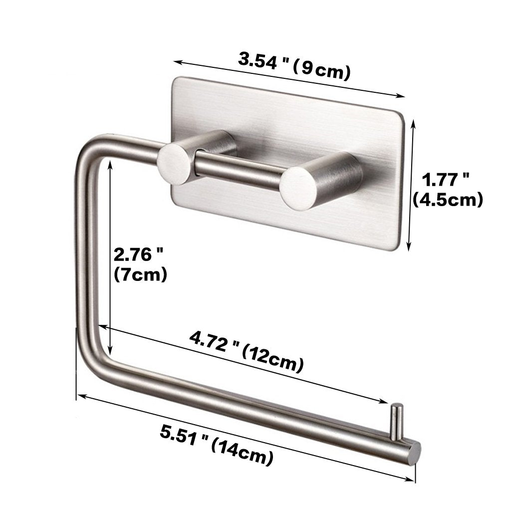 Kabter Toilet Paper Holder Wall Mount 3M Self Adhesive, Brushed Stainless Steel