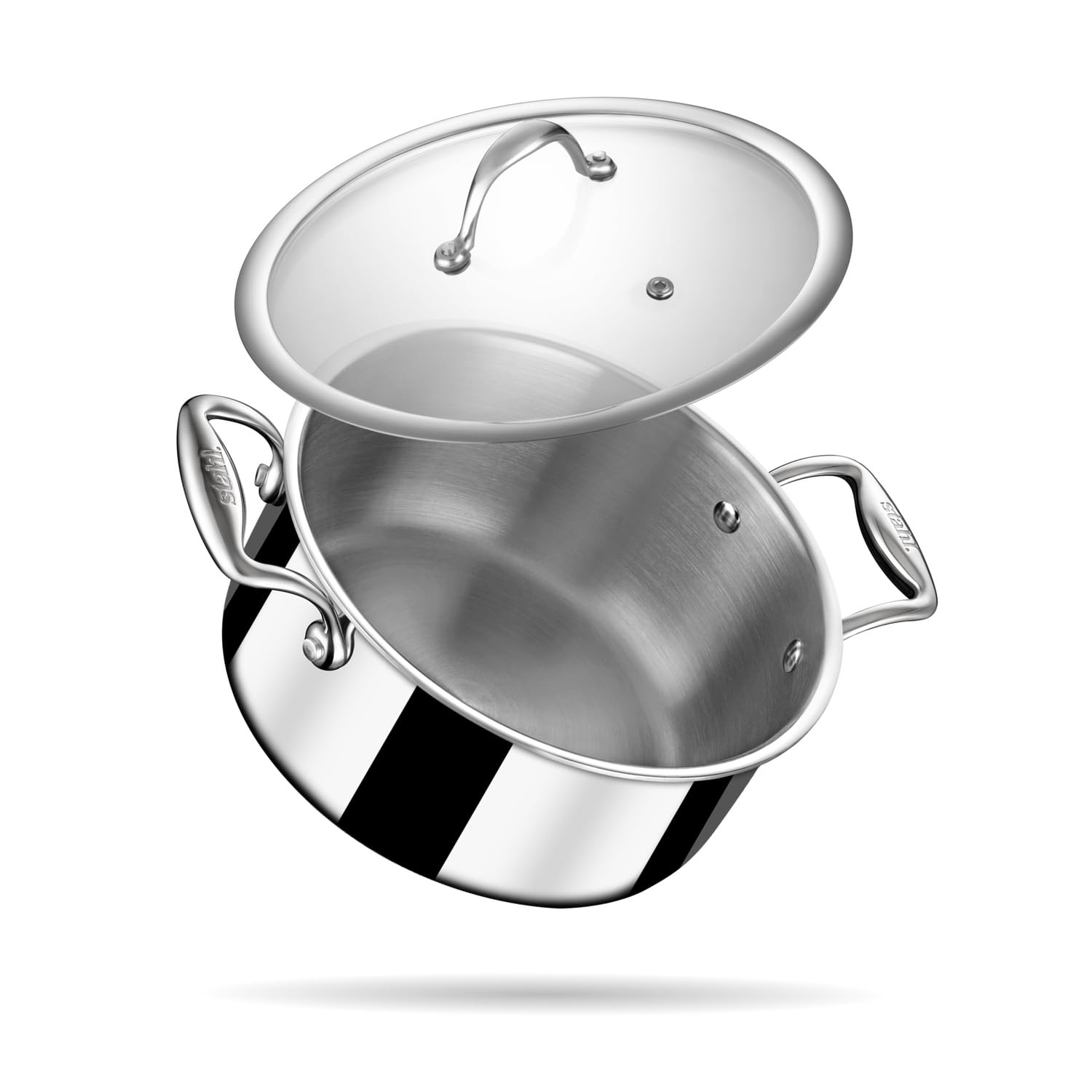 Stahl Artisan Triply 7.2 L, 28 Cm Stainless Steel Sauce Pot | Casserole With Lid, Induction & Gas Stove Compatible, Briyani Pot/