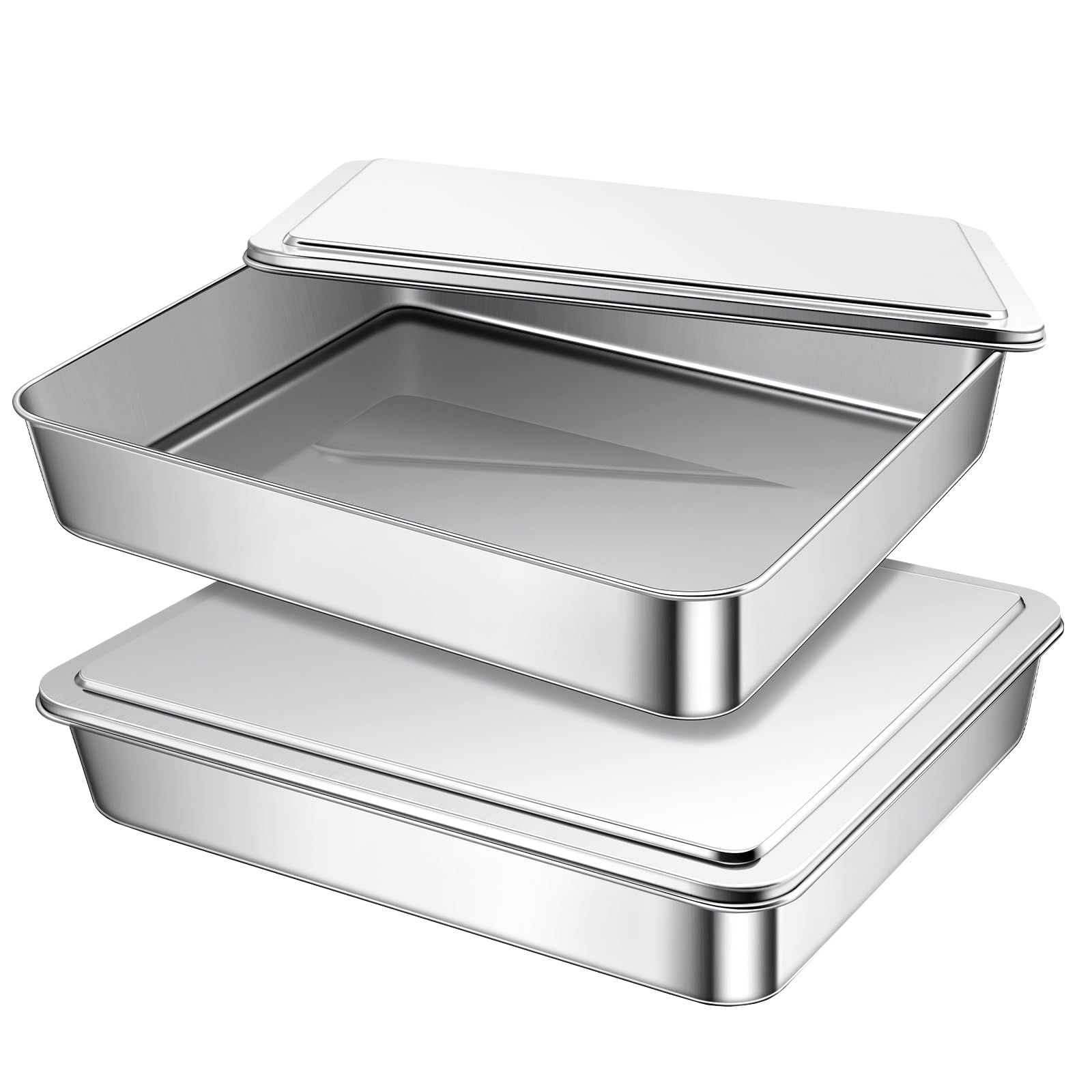 Funnymoom 2 Sets Stainless Steel Cake Pan with Lid