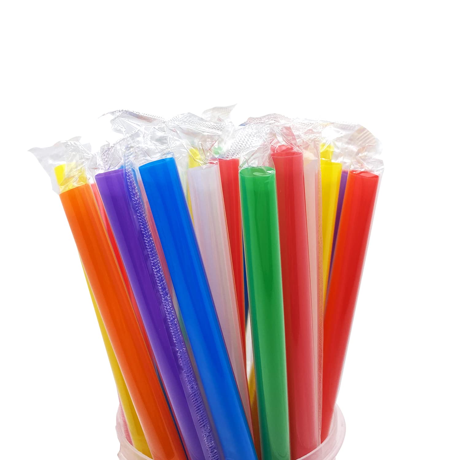 Koberrli Straws Disposable Boba Jumbo Smoothie Milkshake 100Pcs Wide Straws For Boba Tea Shake Drinking(9.45'' Tall, 0.43'' Diam
