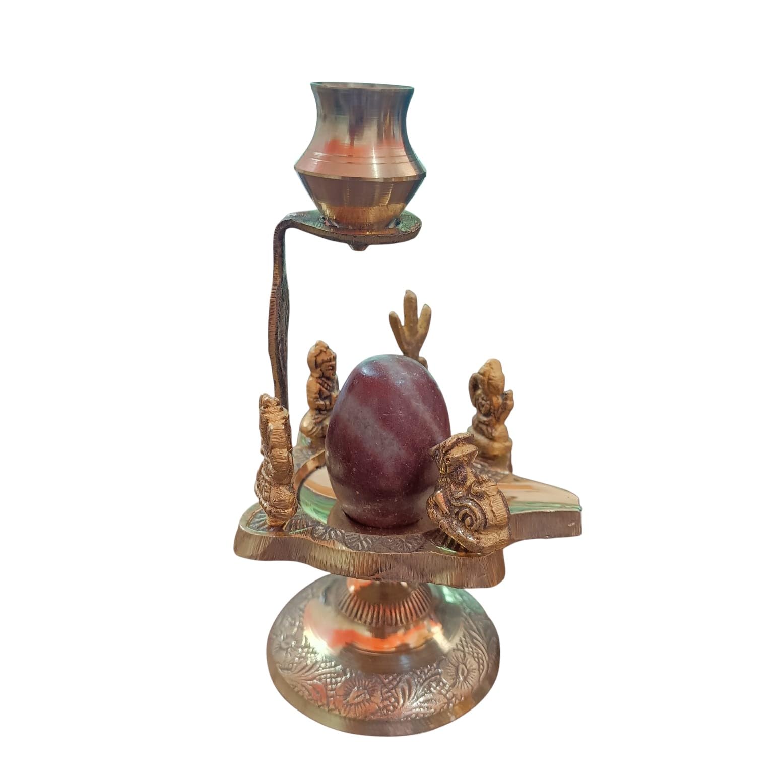 Srimaa Ventures Shiv Parivar Brass Idol | Narmadeshwar Lingam With Parvati, Ganesh, Kartikeya & Nandi Ji Divine Murti For Jalabh