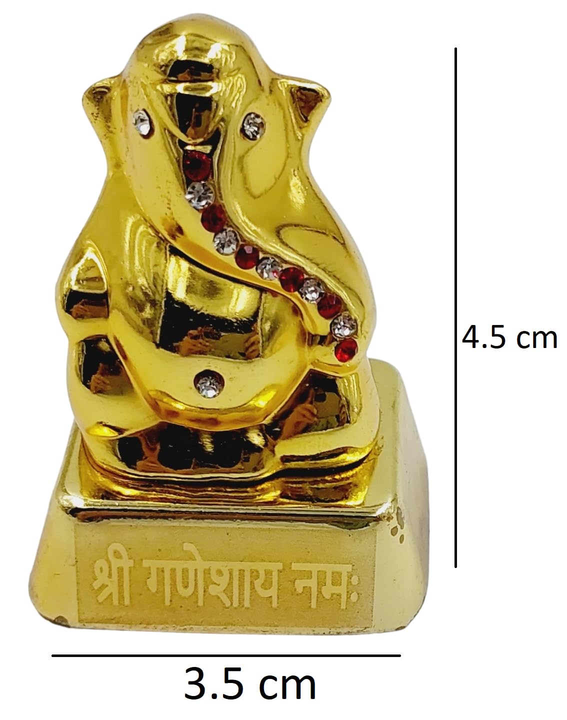 Artiskriti Ganpati Idol For Car Dashboard Decor, Temple Decoration, Golden, 4.5 Cm