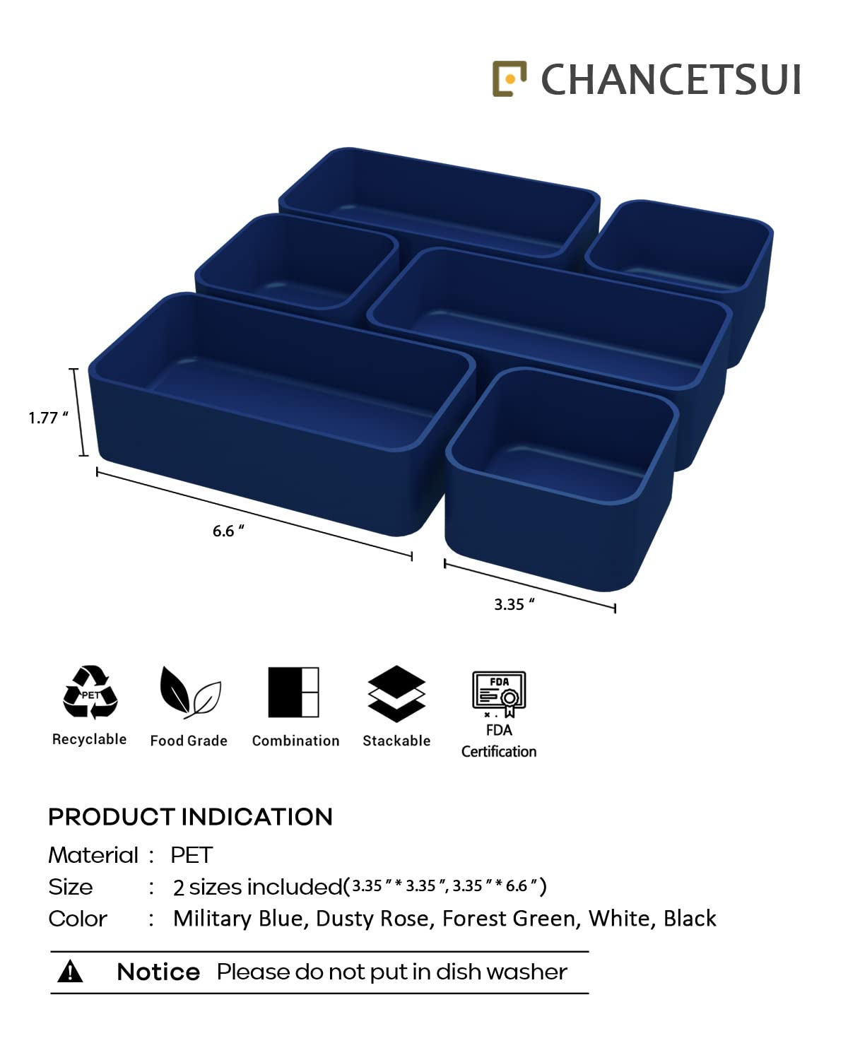 6 Pcs Stackable Drawer Organizer Set Desk Drawer Dividers, Bathroom Vanity Cosmetic Makeup Trays , Multipurpose Clear Plastic St
