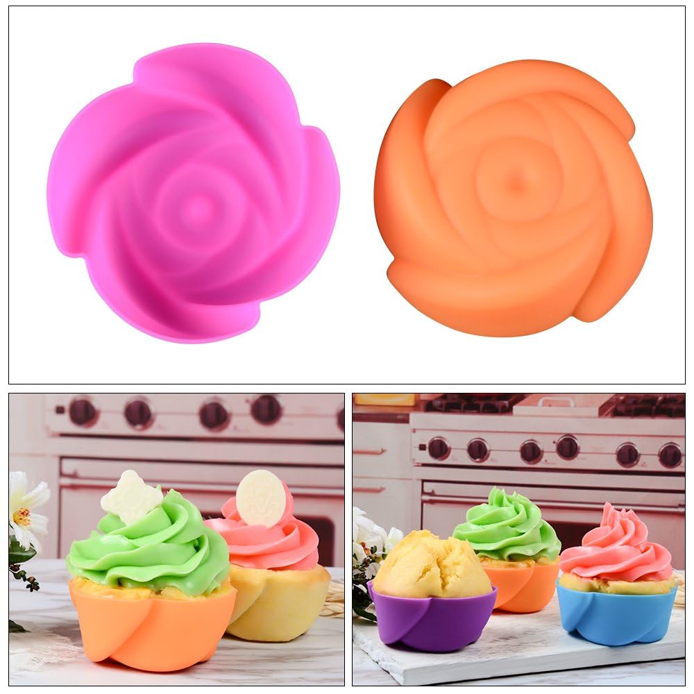 Silicone Baking Cups Cupcake Liners - 24Pcs Reusable Silicone Molds Including Round  Rectanguar  Square  Flower BPA Free Food Grade Silicone