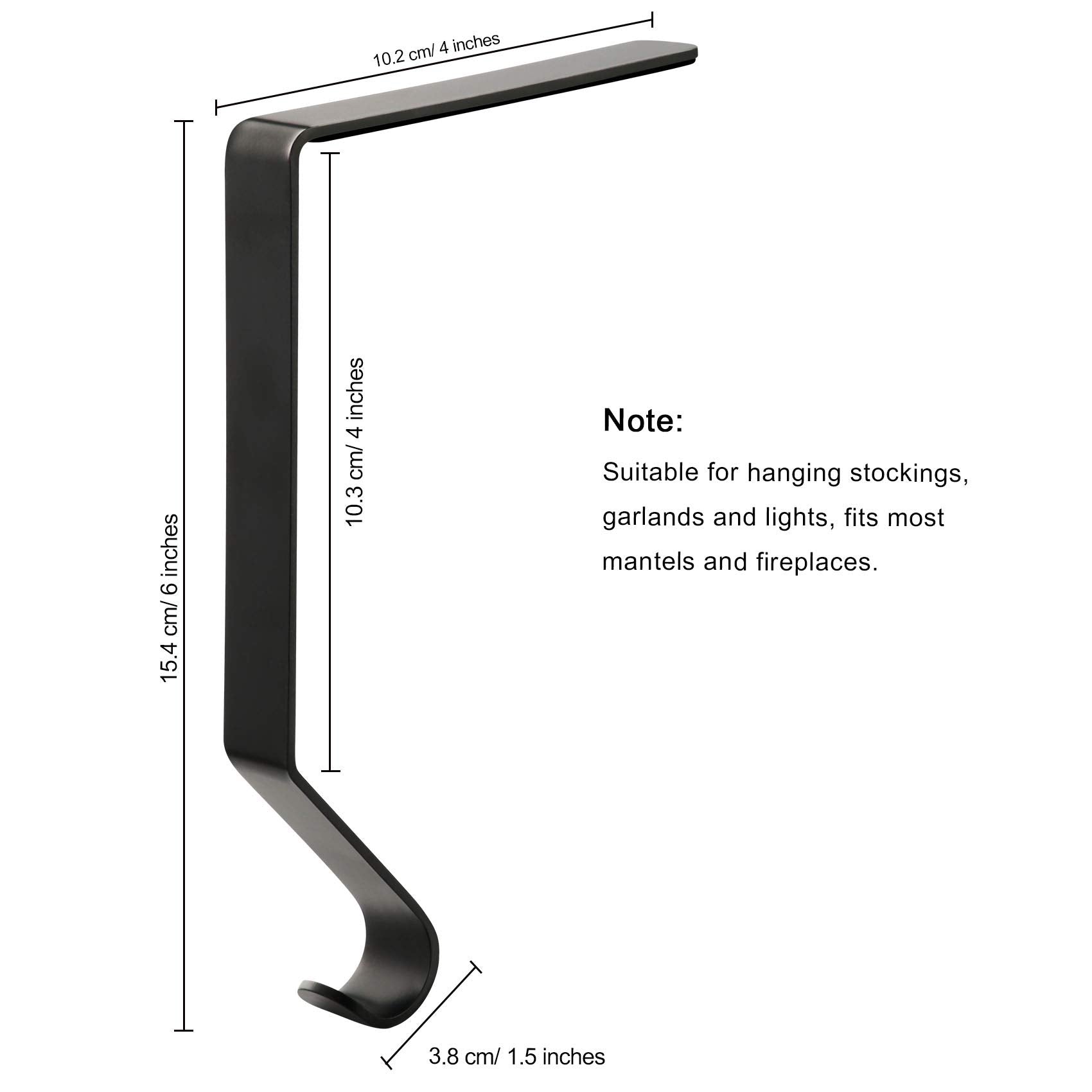 Sunshane Christmas Stocking Holders Metal Mantel Stocking Hanger Hooks Fireplace Hang Grips for Christmas Party Decorations (Bla