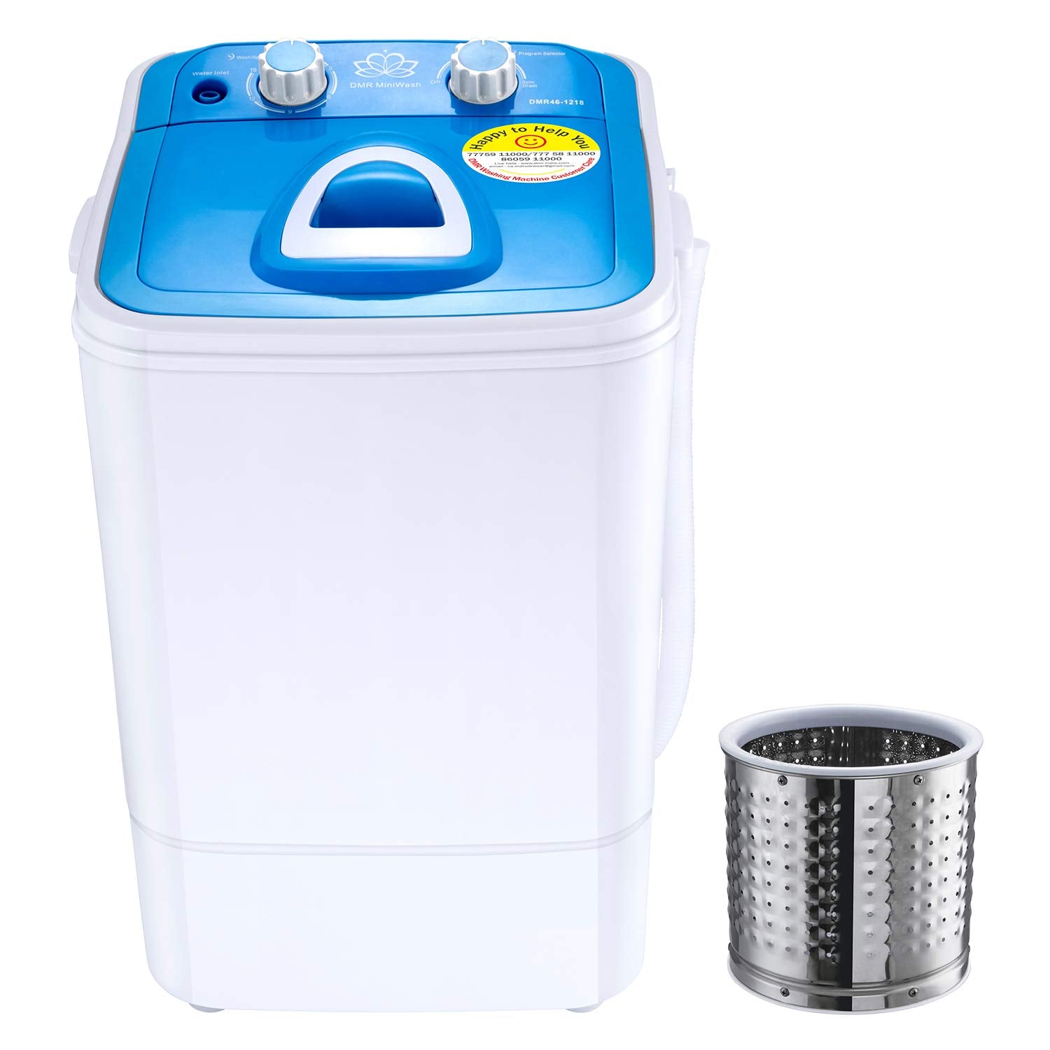 Dmr Model Dmr 461218 (W2Yr) Top Load 4 Star Single Tub 4.6Kg Portable Mini Washing Machine With 2Kg Steel Dryer Basket (Blue) 
