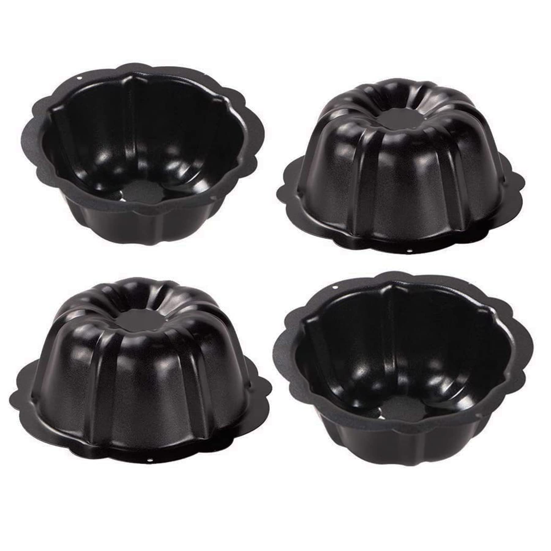 Mggi 4 Pack Mini Pie Pans, 5 Inch Carbon Steel Reusable Nonstick Small Pie Plate Baking Dish, 8Oz Ruffled Edge Individual Round