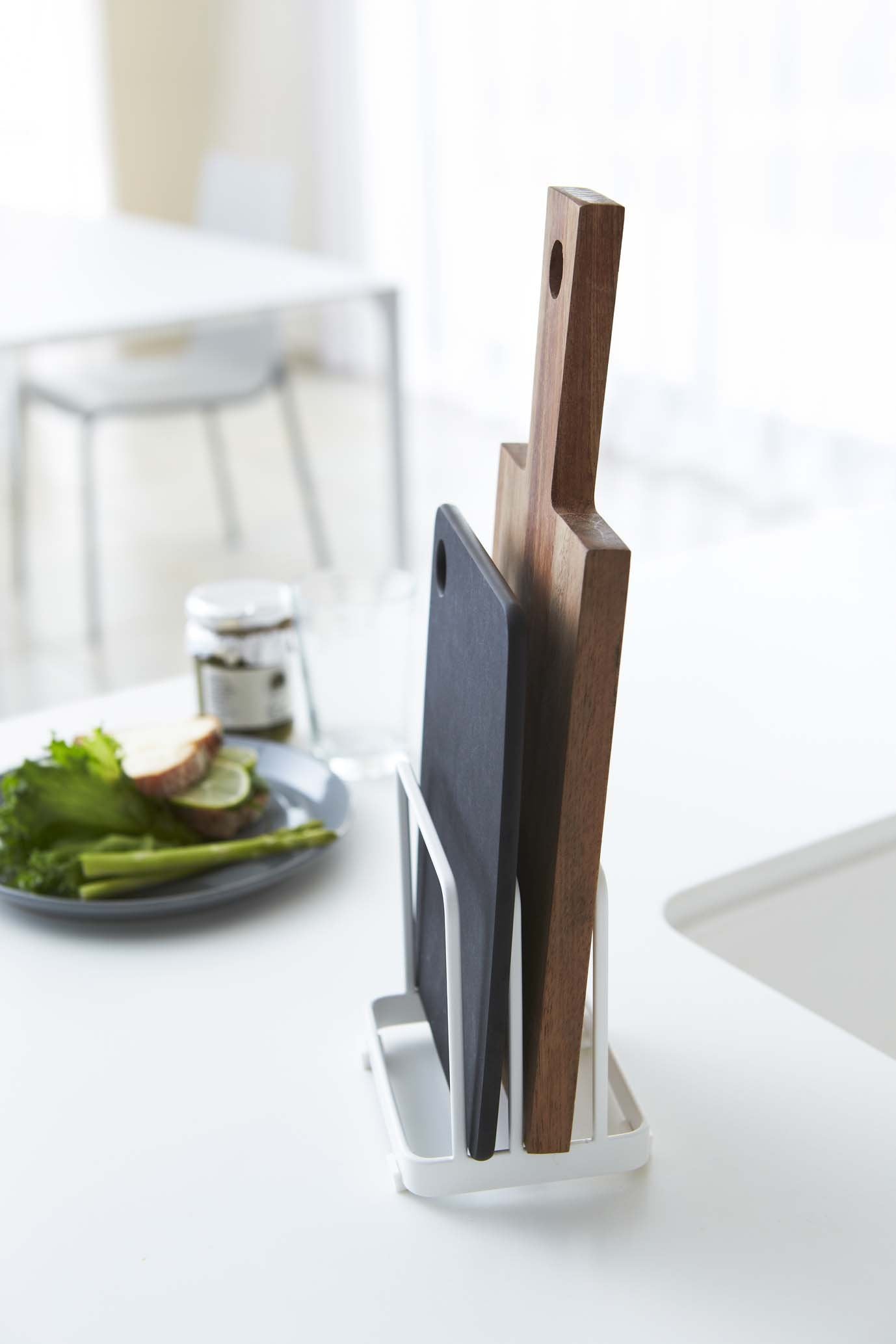 Yamazaki Home Plate Cutting Board Stand - Kitchen Storage Rack Holder Organizer