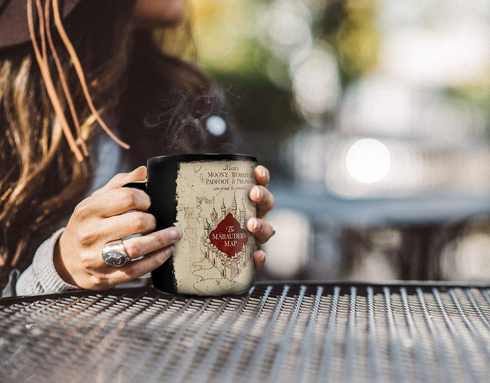 Morphing Mugs Harry Potter - Marauder'S Map - I Solemnly Swear - 16 Oz Large Ceramic Heat Sensitive Clue Mug - Full Image Reveal