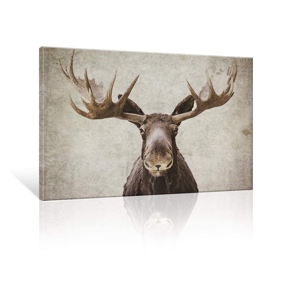 Seven Wall Arts Moose Canvas Wall Art Rustic Cabin Decor Wildlife Pictures Print Elk Deer With Big Horn Country Paintings For Li