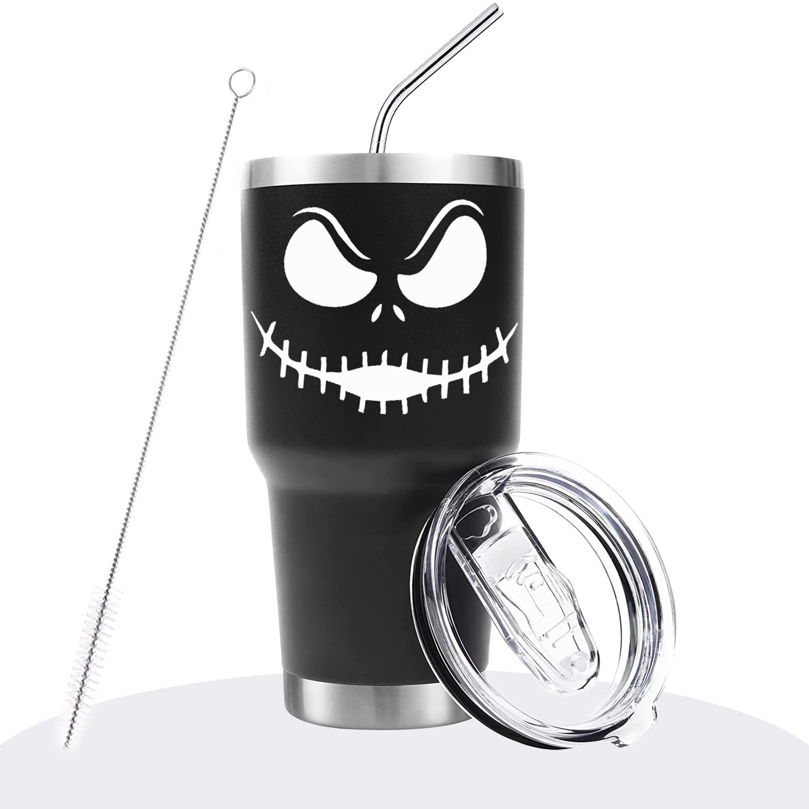 LXDAZSX 30OZ Jack Tumbler Stainless Steel Water Bottle Travel Mug Iced Coffee Cup with Handle Straw Lid Insulated Reusable Hot C