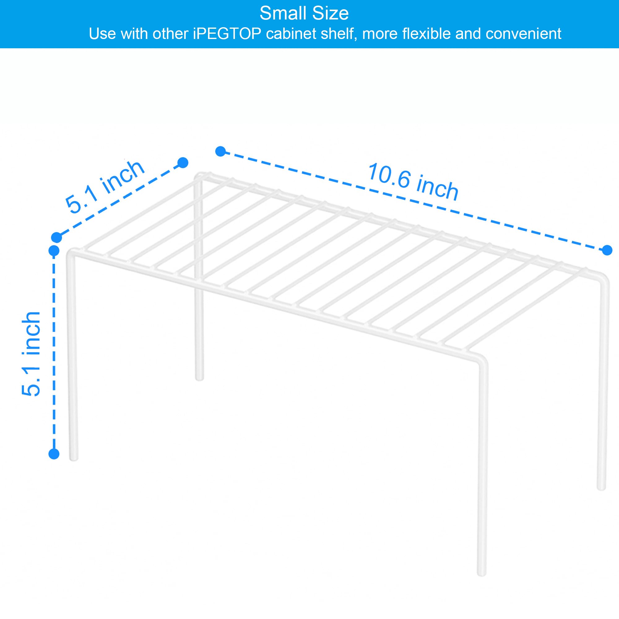 Ipegtop Set Of 6 Kitchen Cupboard Organiser Shelf, Small Size 10.6 X 5.1 Inch Freezer Cabinet Organization Storage Shelf Wire Ra