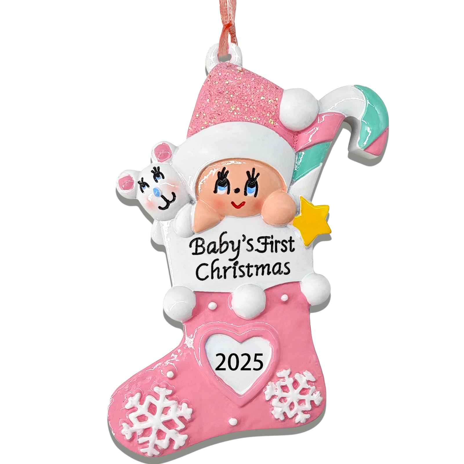 Baby's First Christmas Ornament 2025,Babys First Christmas Stocking Ornaments for Boy and Girls Personalized Babies Gifts My 1st