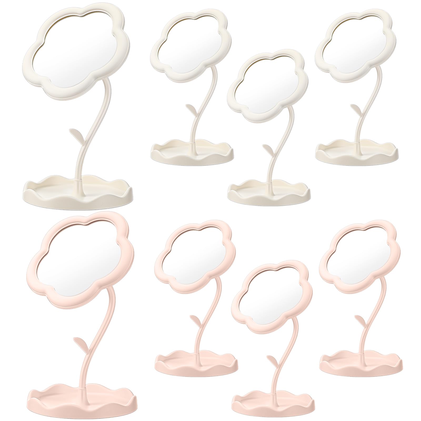 Glikceil 8 Pcs Flower Shaped Mirror Spa Party Makeup Mirror Sleepover Party Favor For Spa Sleepover Slumber Birthday(Pink, White
