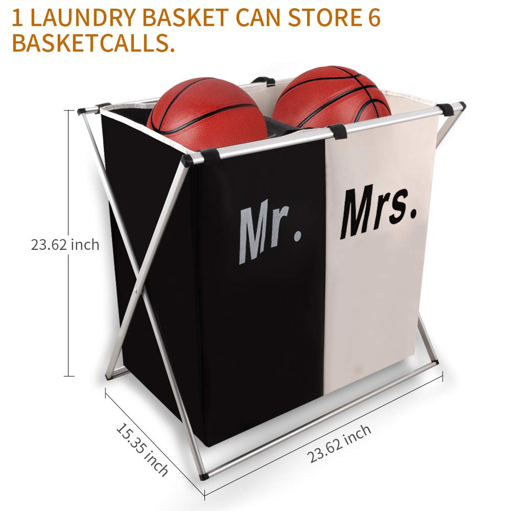 Nicesail Laundry Hamper 2 Section For Husband&Wife Parents Or Couple, Clothes Basket Laundry Wedding Gift, Washing Storage Baske