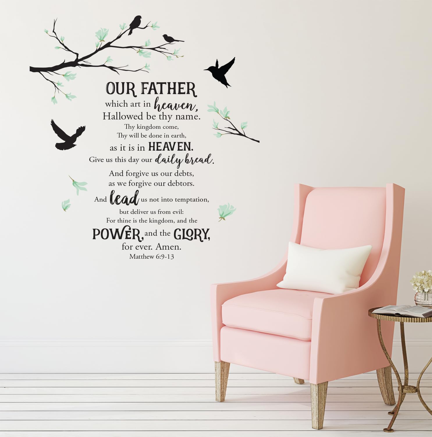 African American Expressions The Lord'S Prayer Peel And Stick Wall Art Decal - Inspirational Home Decor - Adhesive And Reusable