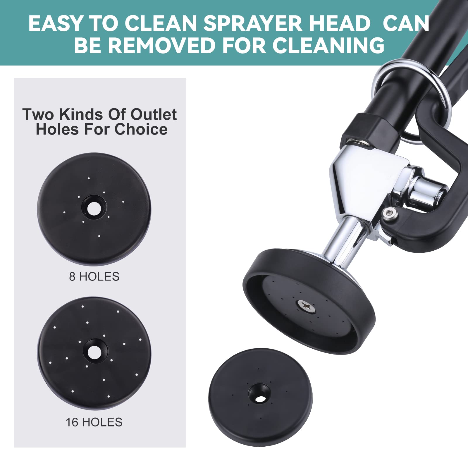 Pre Rinse Sprayer With Black 7/8''-20Unef Handle Grip Assembly, 1.42 Gpm High Pressure Pull Down Spray Head, Handheld Dish Spray