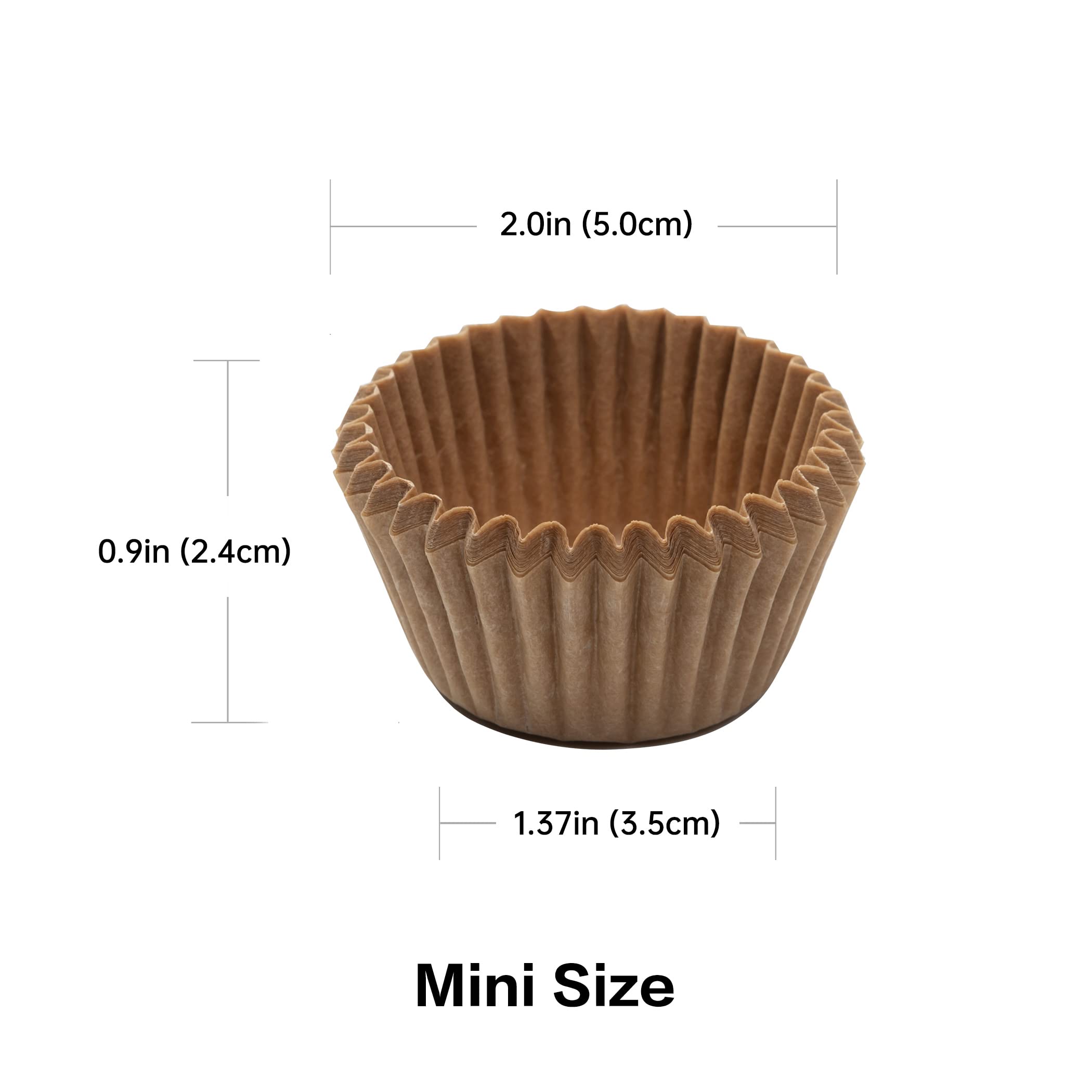 Bake Choice Non-Stick 400Pcs Mini Cupcake Liners For Baking, Natural Parchment Mini Muffin Liners For Mini Muffin Pan, Mini Cupc