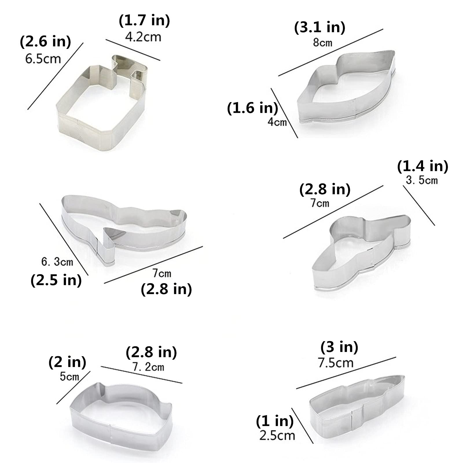 Ladys Series Cookie Cutters Set Of 6 Pcs, Stainless Steel Girls Accessories Shaped Fondant Cutter Molds Baking Diy