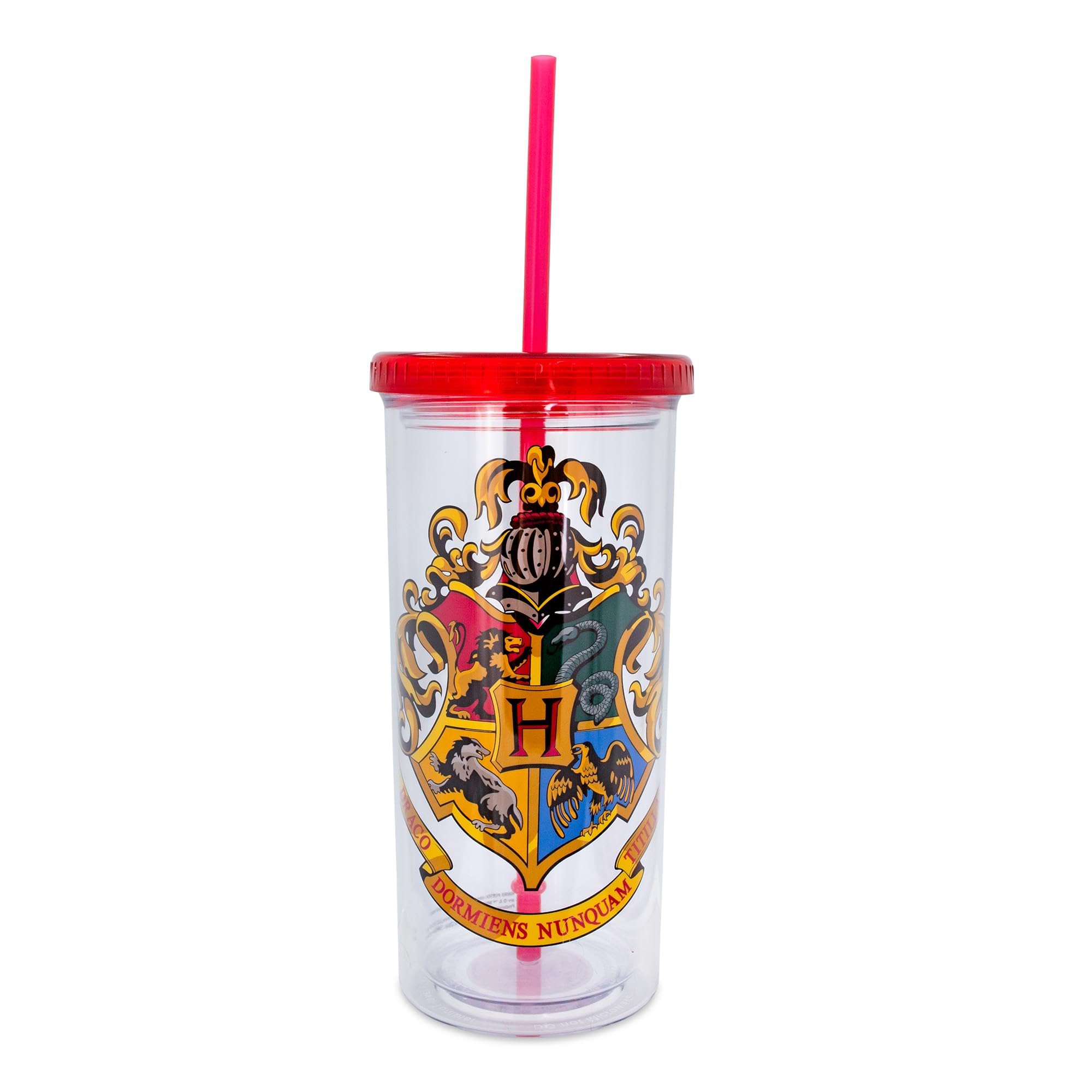 Harry Potter Hogwarts Crest Plastic Carnival Cup With Lid And Straw  20 Ounces