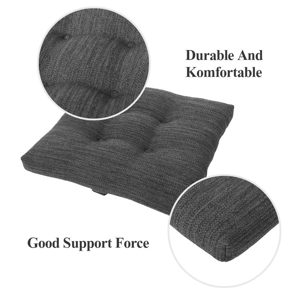 Baibu Square Seat Cushion, Super Soft 14 Inch Bar Stool Square Seat Cushion With Ties- One Pad Only, Gray-Black (14'' (35Cm))