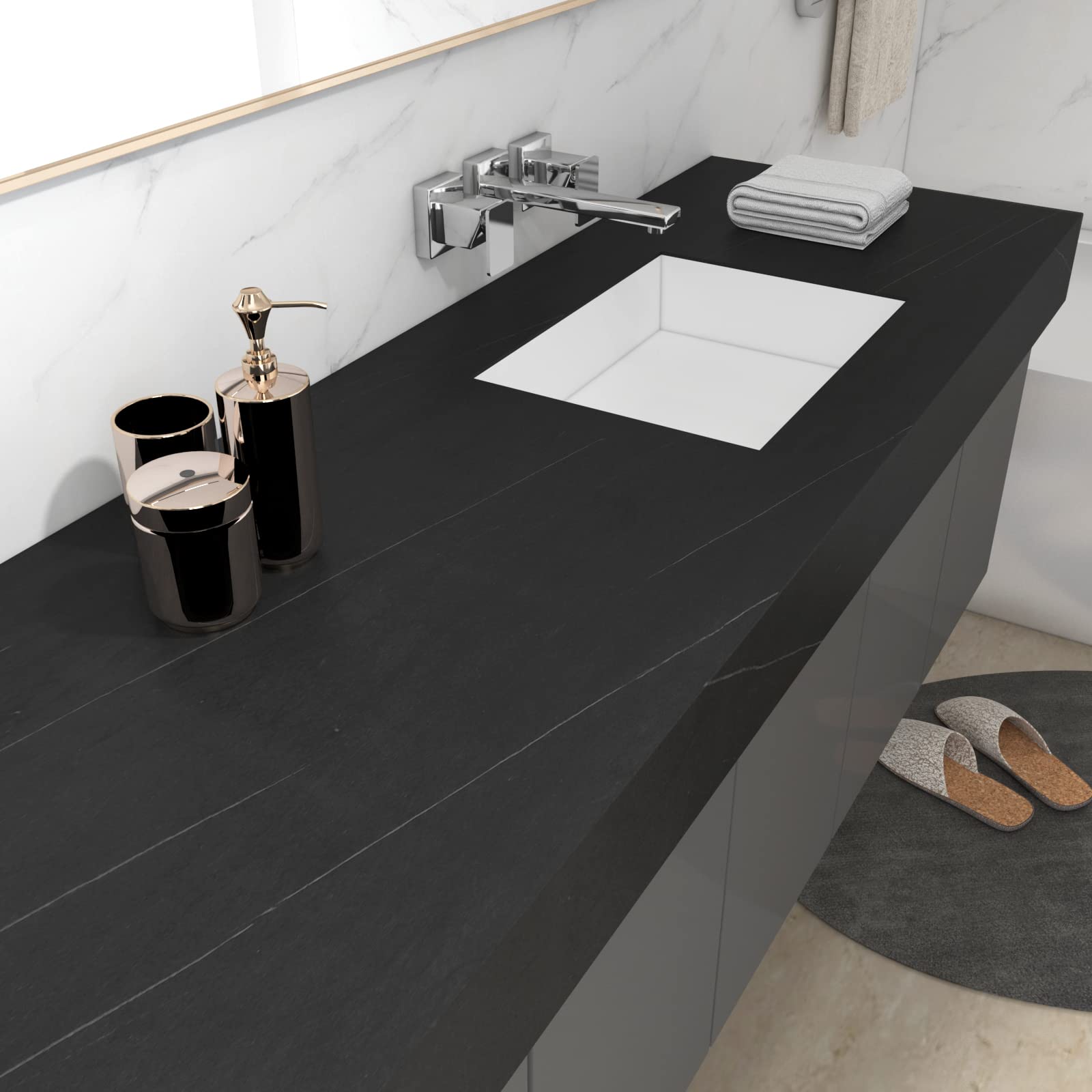 Decotalk 30''X120'' Black Marble Contact Paper For Countertops Waterproof Marble Peel And Stick Wallpaper For Kitchen Counter Bl