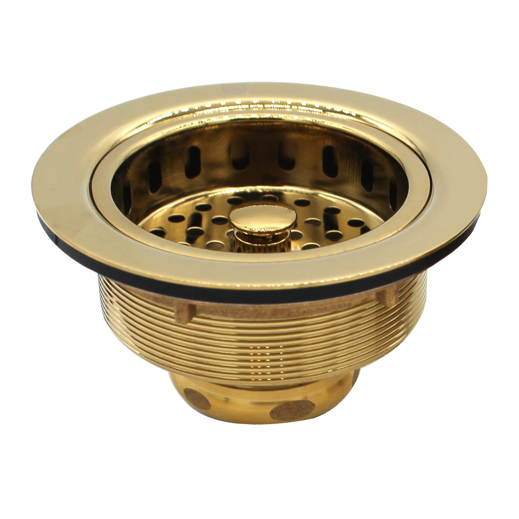 Westbrass R214-01 3-1/2-Inch Large Post Style Kitchen Sink Basket Strainer, Polished Brass
