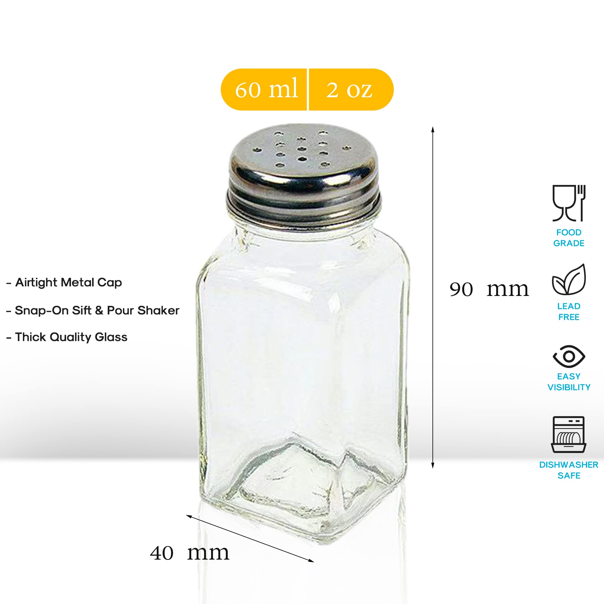 1St Choice Salt And Pepper Shakers With Stainless Tops Set Of 2 (Square Shakers)