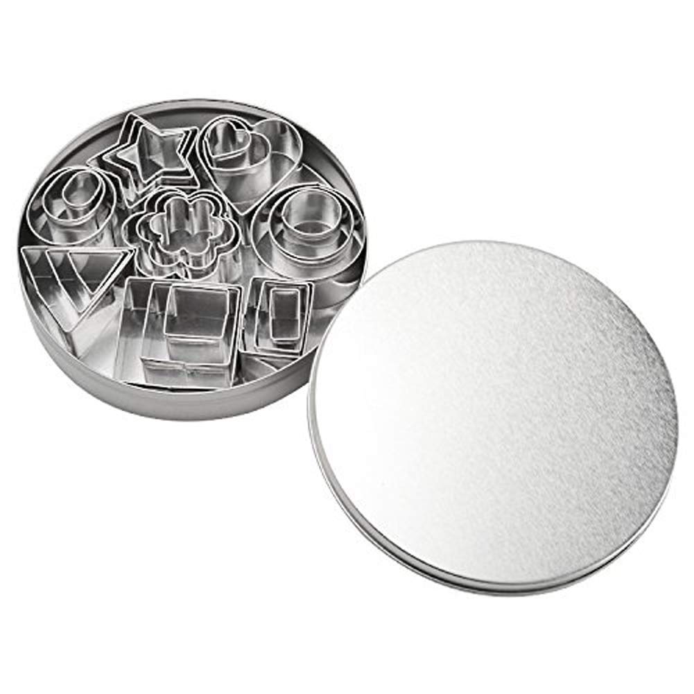 24-Piece Stainless Steel Mini Geometric Shaped Cookie Biscuit Cutter Set Square Heart Triangle Round Flower Star Baking Metal Mo