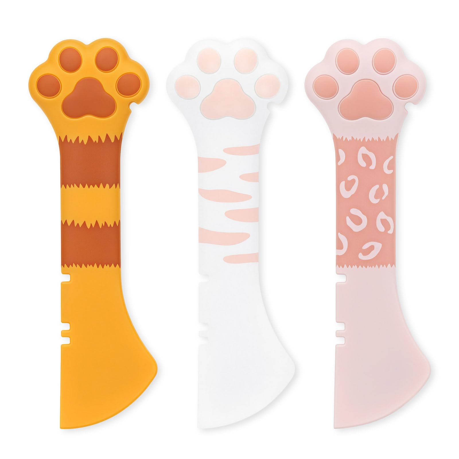 Cfyosnk 3 Pcs Silicone Cat Food Spoon & Spatula with Can Opener, Multifunctional Wet Food Feeding Tool, Cute Paw Design for Cats