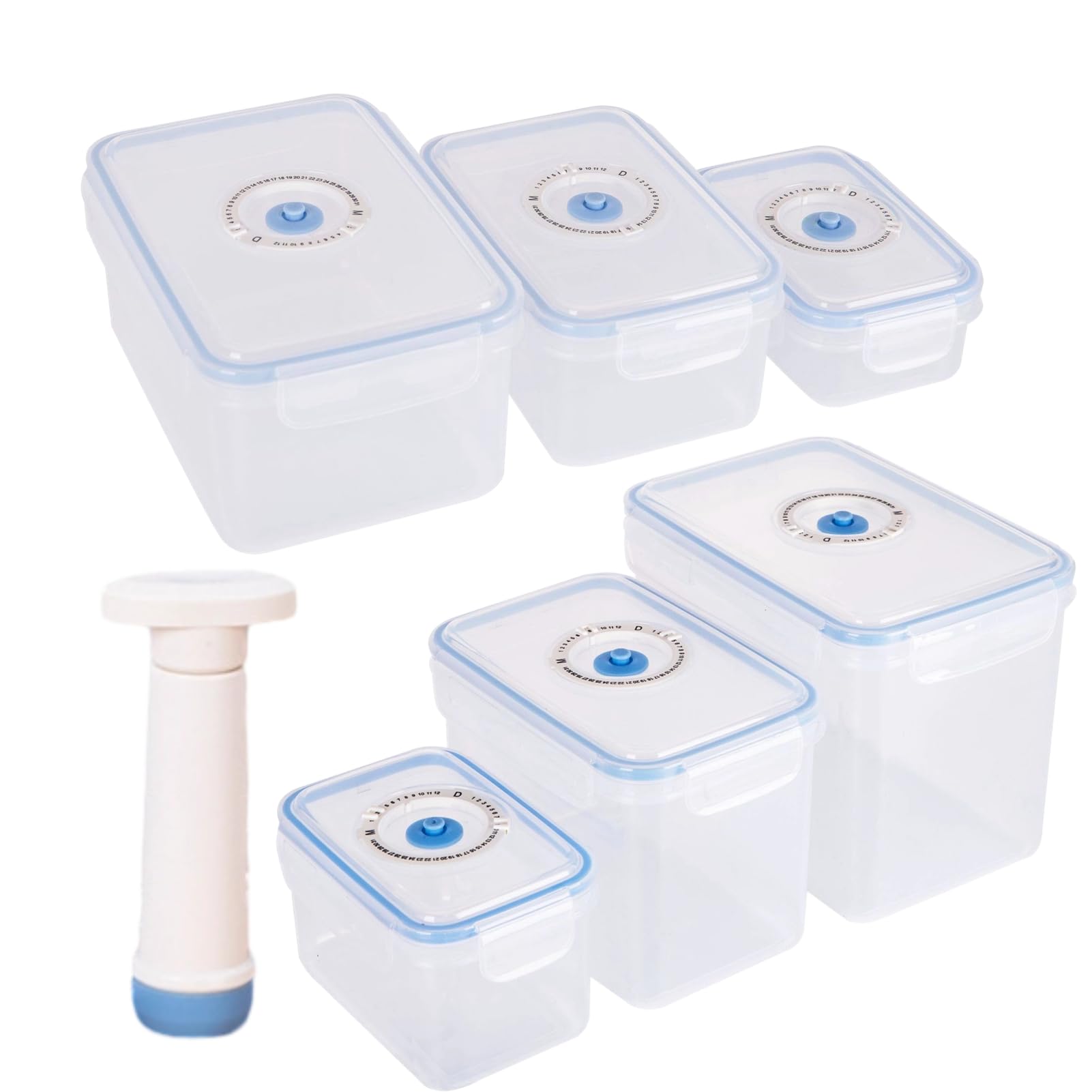 Govnpj Vacuum Seal Containers For Food Storage 6 Pack, Food Saver Vacuum Containers With Time Dial Vacuum Food Containers For Ve